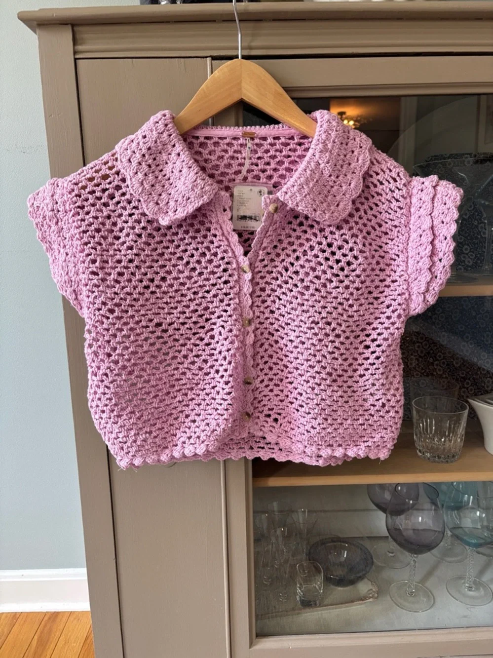 Free People Lily Crochet Top in Candy Lilac, size Small, NWT - Picture 4 of 9